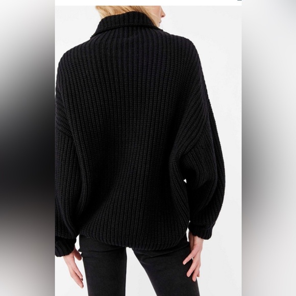 Free People Swim Too Deep Turtleneck Sweater Chunky Knit Black ,Small - Picture 7 of 14